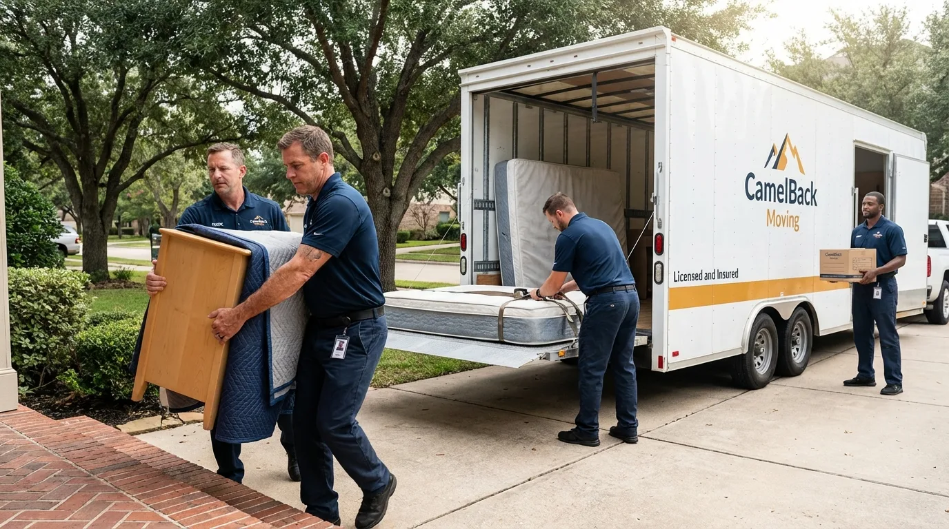 Crew loading residential truck for cross-state move from Dacula, GA