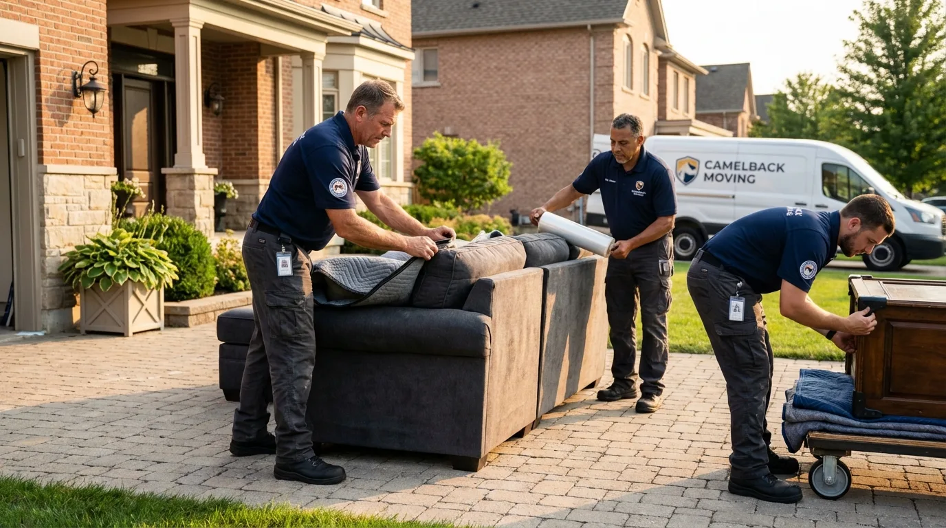 Large estate moving crew wrapping furniture in Dacula, GA