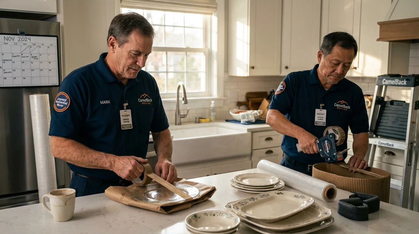Professional crew packing kitchen dishware in Dacula, GA
